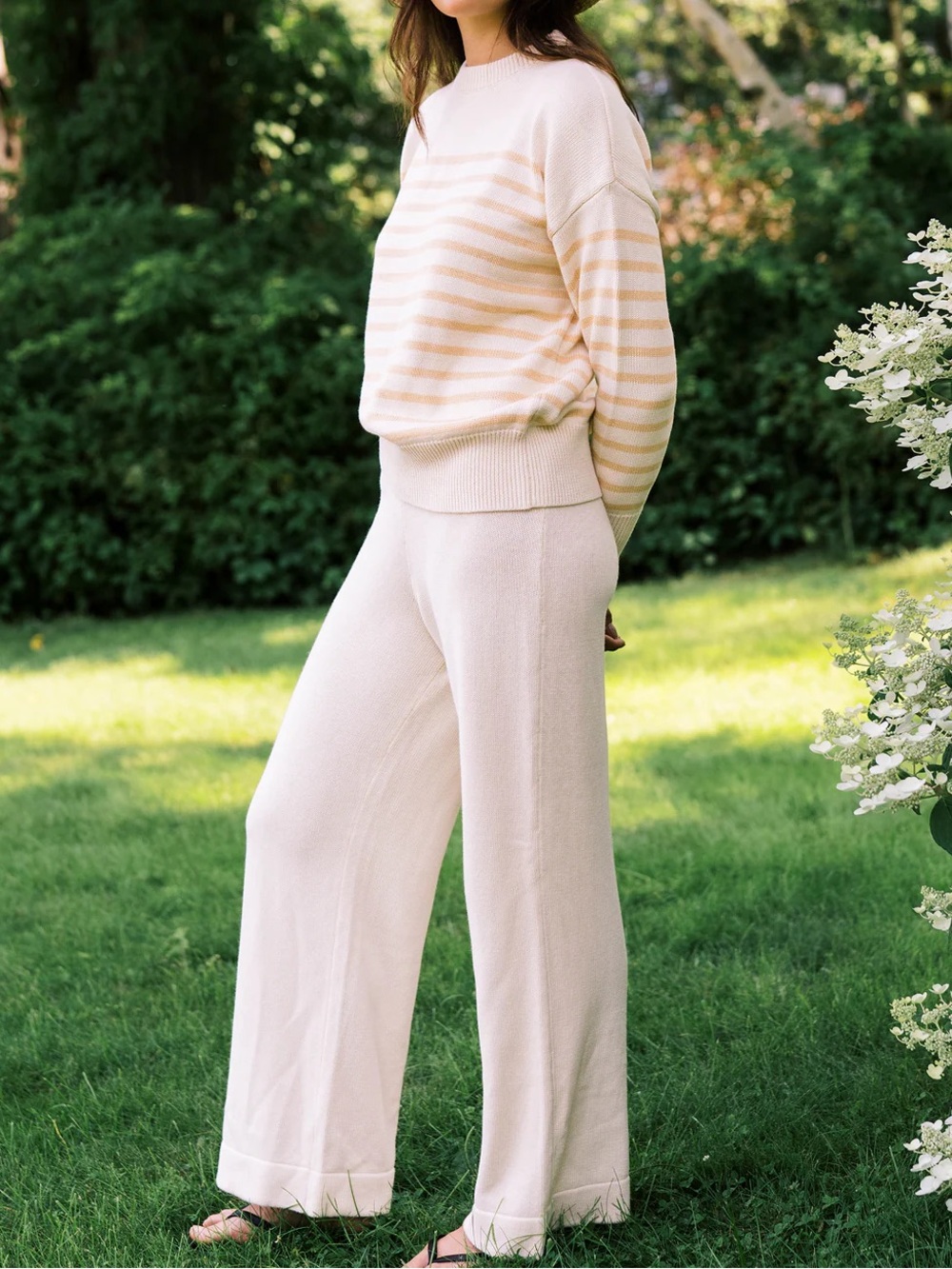 NWT Minnow cream wide leg knit pants